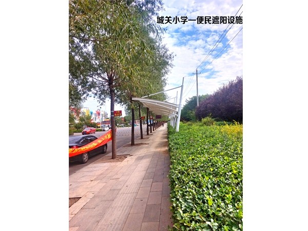 景观膜结构：临朐城关小学便民遮阳膜结构